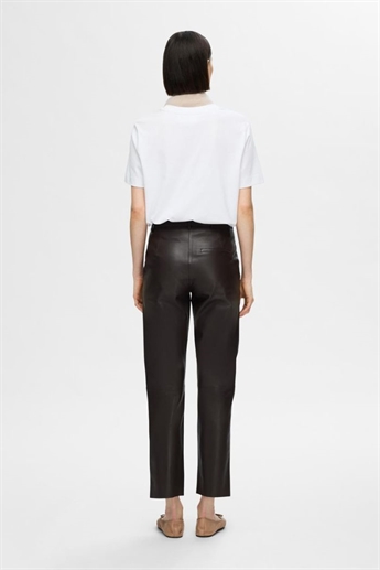 Marie Leather Pants, Coffee bean